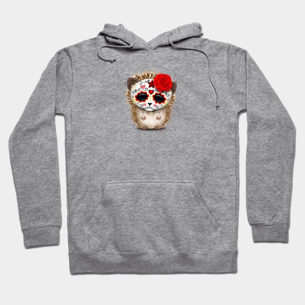 Day of the Dead Sugar Skull Baby Hedgehog Hoodie by jeffbartels